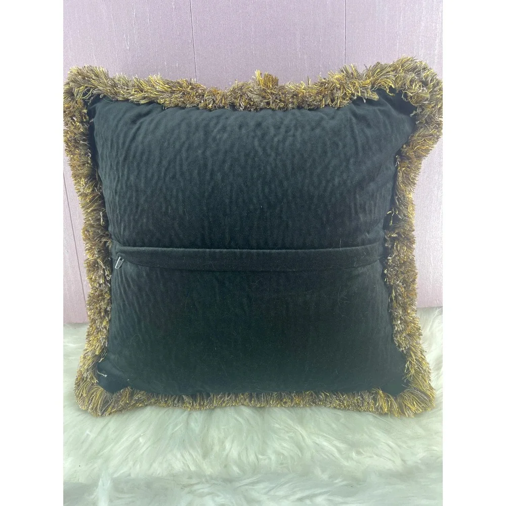 Velvet Snake Throw Pillow Love & Dream Gold Fringe Boho Gothic Maximalist Decor